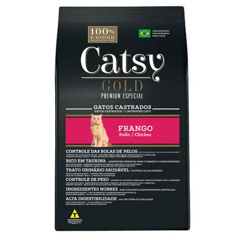 Ração Casty Gold Premium Especial Gatos Castrados Sabor Frango 10,1 Kg