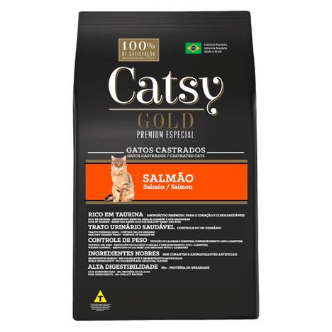 Ração Catsy Gold Premium Especial Gatos Castrados Sabor Salmão 10,1 Kg
