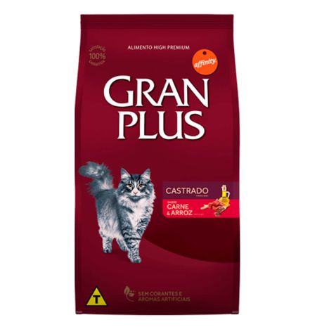 Ração Gran Plus Para Gatos Castrados Sabor Carne 3 Kg