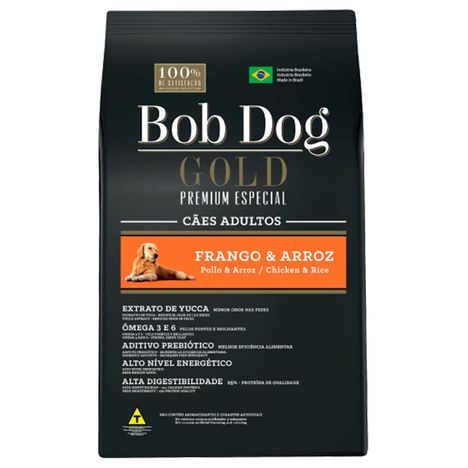 Ração Bob Dog Gold Premium Cães Adultos Frango e Arroz 15 Kg