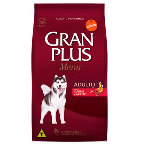 Ração Gran Plus Menu para Cães Adultos Sabor Carne e Arroz 15 Kg