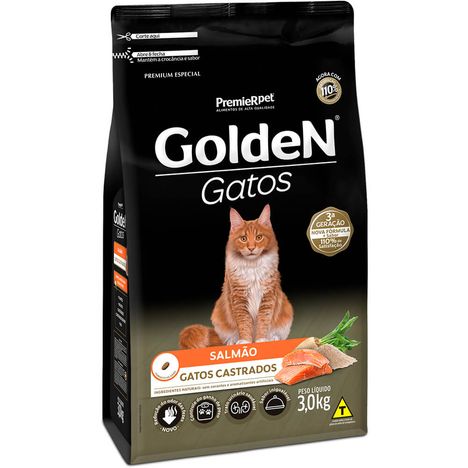 Ração Golden Gatos Castrados Adultos Sabor Salmão 3 kg Ração Golden Gatos Castrados Adultos Sabor Salmão 3 kg