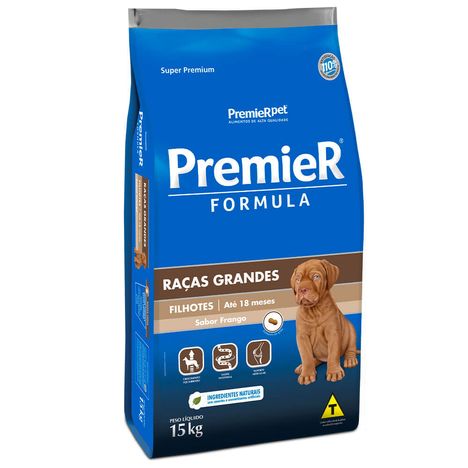 Ração Premier Fórmula Para Cães Filhotes de Raças Grandes Sabor Frango 15 Kg
