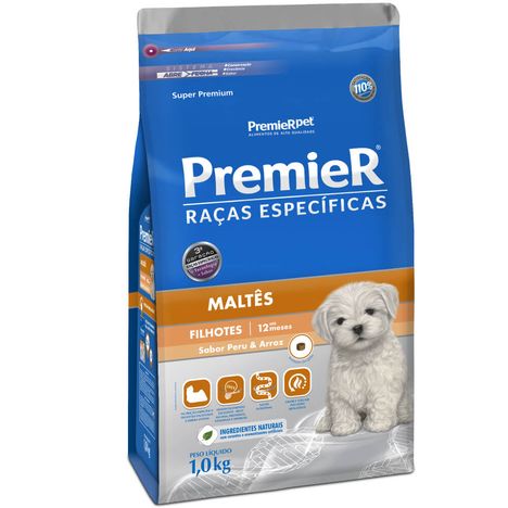 Ração Premier Raças Específicas Para Cães Maltês Filhotes Sabor Peru e Arroz 1 kg Ração Premier Raças Específicas Para Cães Maltês Filhotes Sabor Peru e Arroz 1 kg