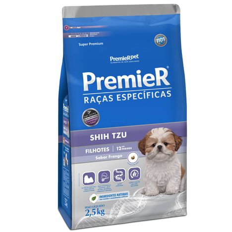 Ração Premier Raças Específicas Para Cães Shih Tzu Filhotes Sabor Frango 2,5 kg Ração Premier Raças Específicas Para Cães Shih Tzu Filhotes Sabor Frango 2,5 kg