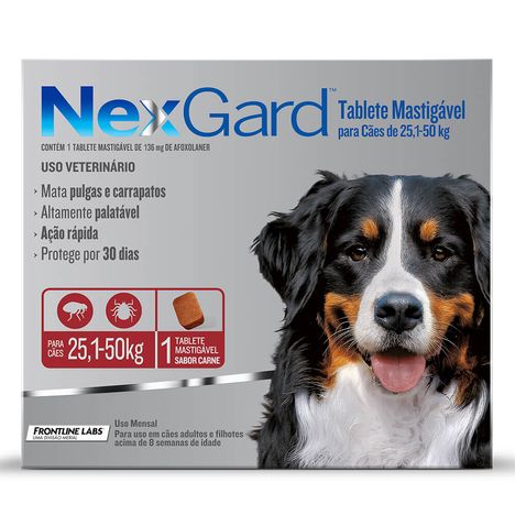Antipulgas e Carrapatos NexGard para Cães Acima de 25 kg com 1 Tablete Antipulgas e Carrapatos NexGard para Cães Acima de 25 kg com 1 Tablete