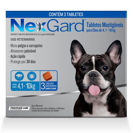 Antipulgas Nexgard Cães de 4 à 10,1 Kg  com 3 Comprimidos