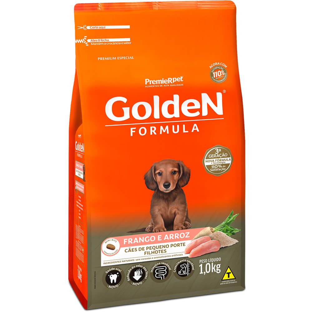 Ração Golden Fórmula Mini Bits Light para Cães Adultos de Pequeno Porte  Sabor Frango e Arroz - 1kg Premier Pet para Todas Pequeno Adulto 