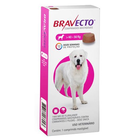 Bravecto Antipulgas e Carrapatos Para Cães de 40kg a 56kg Bravecto Antipulgas e Carrapatos Para Cães de 40kg a 56kg