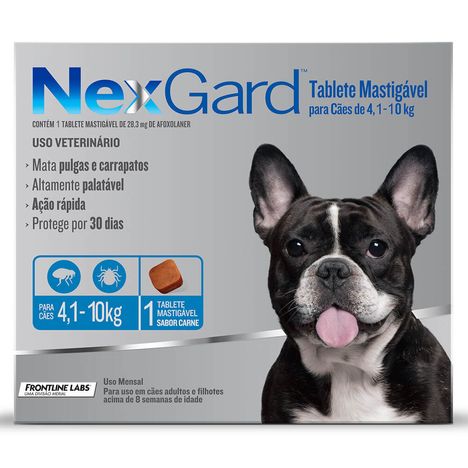 Antipulgas e Carrapatos NexGard para Cães de 4 kg a 10,1 kg com 1 Tablete Antipulgas e Carrapatos NexGard para Cães de 4 kg a 10,1 kg com 1 Tablete