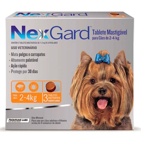 Antipulgas Nexgard Cães de 2 à 4 Kg  com 3 Comprimidos