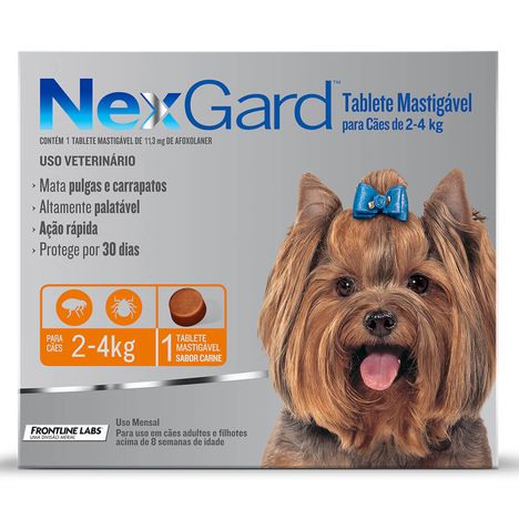 Antipulgas e Carrapatos NexGard para Cães de 2 kg a 4 kg com 1 Tablete Antipulgas e Carrapatos NexGard para Cães de 2 kg a 4 kg com 1 Tablete