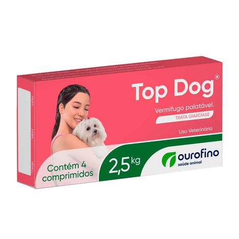 Vermífugo Top Dog até 2,5kg com 4 Comprimidos Vermífugo Top Dog até 2,5kg com 4 Comprimidos