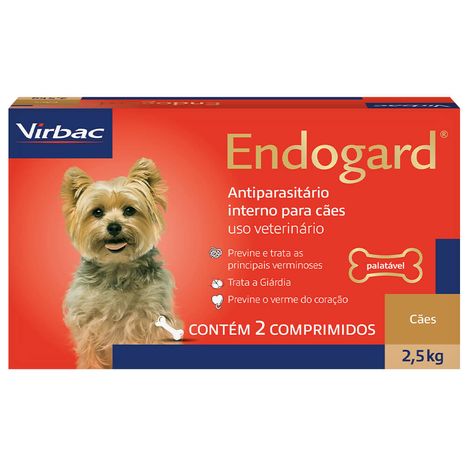 Vermífugo Endogard Cães 2,5 Kg com 2 Comprimidos Vermífugo Endogard Cães 2,5 Kg com 2 Comprimidos