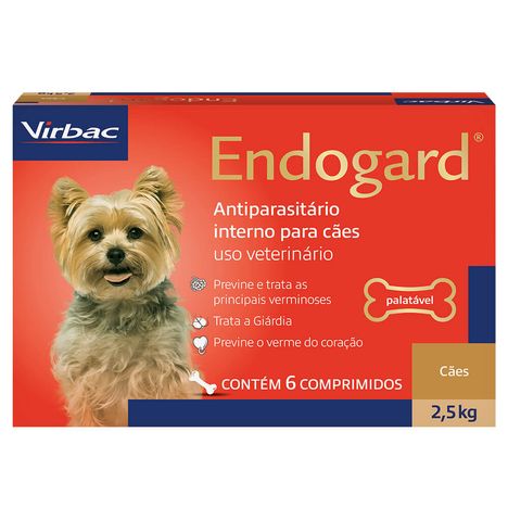 Vermífugo Endogard Cães 2,5 Kg com 6 Comprimidos Vermífugo Endogard Cães 2,5 Kg com 6 Comprimidos