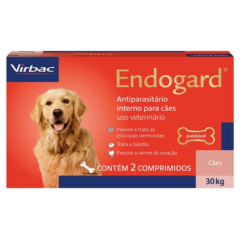 Vermífugo Endogard Cães 30 Kg com 2 Comprimidos Vermífugo Endogard Cães 30 Kg com 2 Comprimidos
