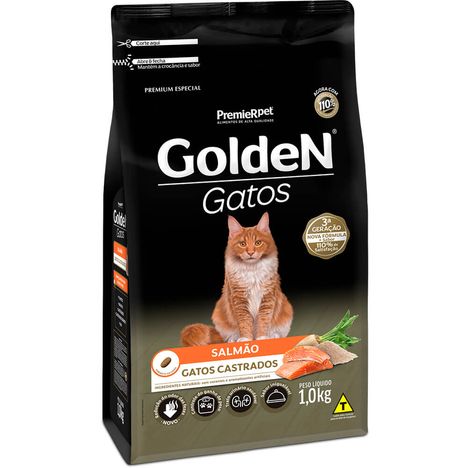 Ração Golden Gatos Castrados Adultos Sabor Salmão 1 kg Ração Golden Gatos Castrados Adultos Sabor Salmão 1 kg