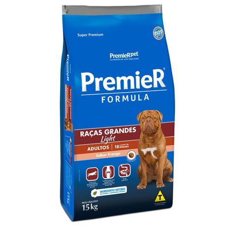 Ração Premier Fórmula Light Para Cães Adultos de Raças Grandes Sabor Frango 15 kg Ração Premier Fórmula Light Para Cães Adultos de Raças Grandes Sabor Frango 15 kg