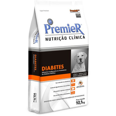 Ração Premier Nutrição Clínica Diabete Para Cães Adultos de Raças Médias e Grandes 10 Kg
