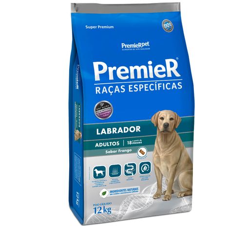 Ração Premier Raças Específicas Para Cães Labrador Adultos Sabor Frango 12 Kg