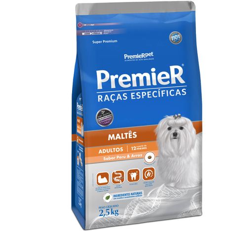 Ração Premier Raças Específicas Para Cães Maltês Adultos Sabor Peru e Arroz 2,5 Kg