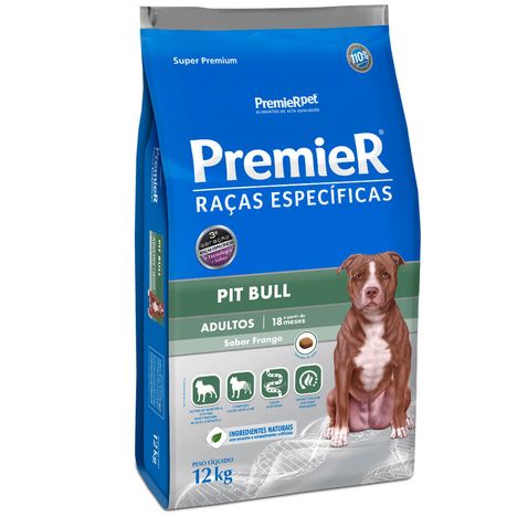Ração Premier Raças Específicas Para Cães Pit Bull Adultos Sabor Frango 12 kg Ração Premier Raças Específicas Para Cães Pit Bull Adultos Sabor Frango 12 kg