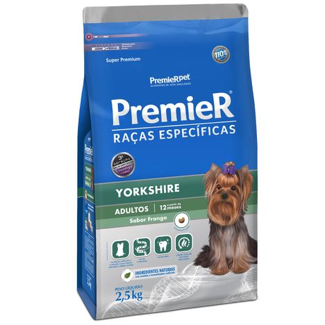 Ração Premier Raças Específicas Para Cães Yorkshire Adultos Sabor Frango 2,5 Kg