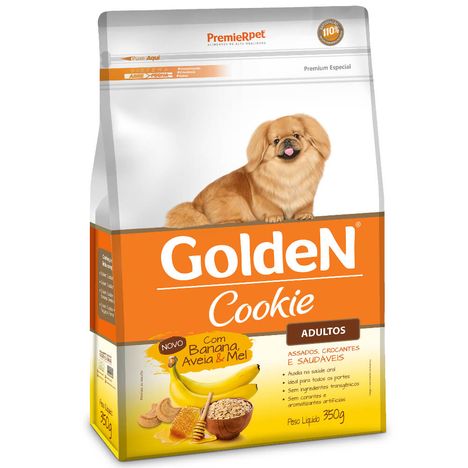 Golden Cookie Para Cães Adultos Sabor Banana, Aveia e Mel 350g Golden Cookie Para Cães Adultos Sabor Banana, Aveia e Mel 350g