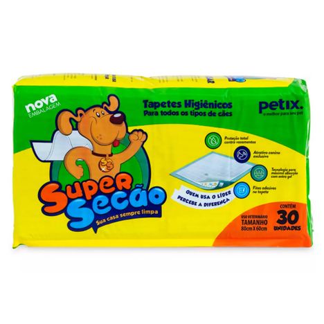 Super Secão Tapete Higiênico para Cães 30 Unidades Super Secão Tapete Higiênico para Cães 30 Unidades