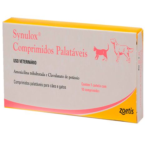Antibiótico Synulox para Cães com 10 Comprimidos de 250 mg Antibiótico Synulox para Cães com 10 Comprimidos de 250 mg