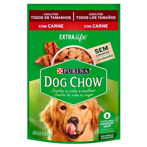 Ração Úmida Sachê Dog Chow Purina Cães Adultos Sabor Carne 100g