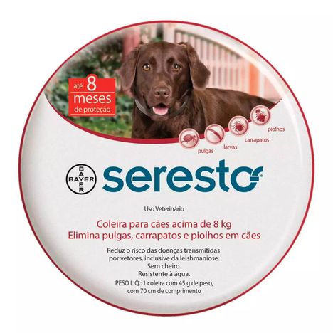 Coleira Antipulgas e Carrapatos Bayer Seresto para Cães acima de 8 Kg