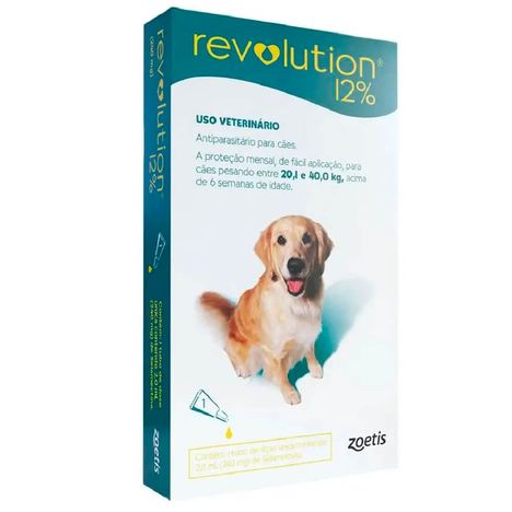 Revolution 12% Cães de 20,1 á 40Kg 240mg Revolution 12% Cães de 20,1 á 40Kg 240mg