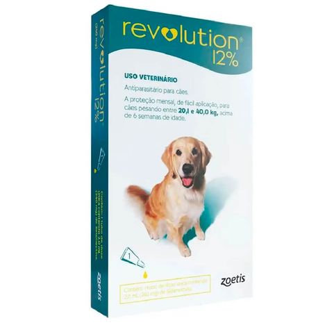 Revolution 12% Cães de 20,1 á 40Kg 240mg