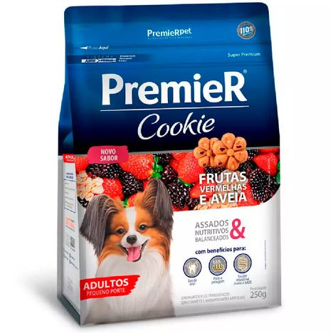 Premier Cookie Para Cães Adultos de Raças Pequenas Sabor Frutas Vermelhas e Aveia 250g Premier Cookie Para Cães Adultos de Raças Pequenas Sabor Frutas Vermelhas e Aveia 250g