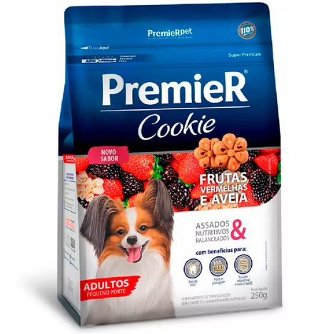 Premier Cookie Para Cães Adultos de Raças Pequenas Sabor Frutas Vermelhas e Aveia 250g