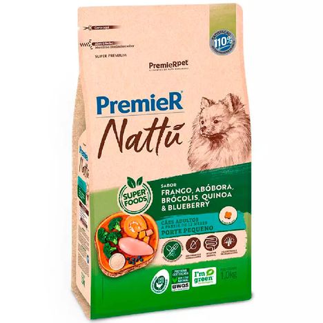 PremieR Nattu Cães Adultos Pequeno Porte sabor Abóbora 1kg