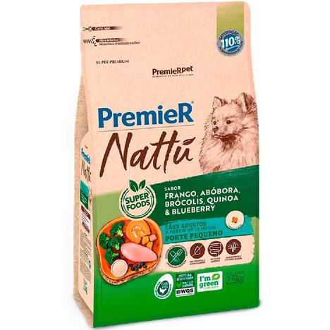 PremieR Nattu Cães Adultos Pequeno Porte sabor Abóbora 2,5Kg