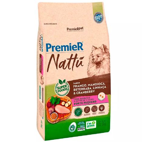 Ração Premier Nattu Cães Adultos Pequeno Porte sabor Mandioca 10,1 kg Ração Premier Nattu Cães Adultos Pequeno Porte sabor Mandioca 10,1 kg