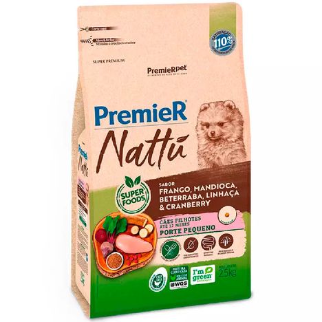 PremieR Nattu Cães Filhotes Porte Pequeno Sabor Mandioca 2,5 kg PremieR Nattu Cães Filhotes Porte Pequeno Sabor Mandioca 2,5 kg