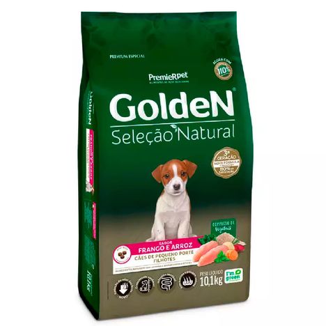 Ração Golden Seleção Natural Mini Bits Para Cães Filhotes de Porte Pequeno Sabor Frango e Arroz 10,1 kg