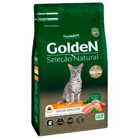 Ração Golden Seleção Natural Gatos Adultos Sabor Frango e Arroz 3 kg Ração Golden Seleção Natural Gatos Adultos Sabor Frango e Arroz 3 kg