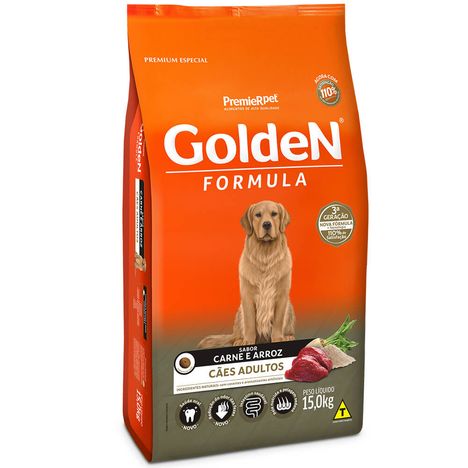 Ração Golden Fórmula Para Cães Adultos Sabor Carne e Arroz 15 kg Ração Golden Fórmula Para Cães Adultos Sabor Carne e Arroz 15 kg