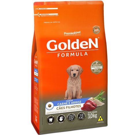 Ração Golden Fórmula Para Cães Filhotes Sabor Carne e Arroz 3 kg Ração Golden Fórmula Para Cães Filhotes Sabor Carne e Arroz 3 kg