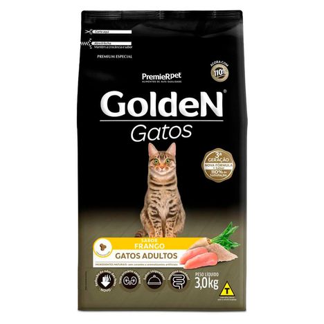 Ração Golden Gatos Adultos Sabor Frango 3 kg Ração Golden Gatos Adultos Sabor Frango 3 kg