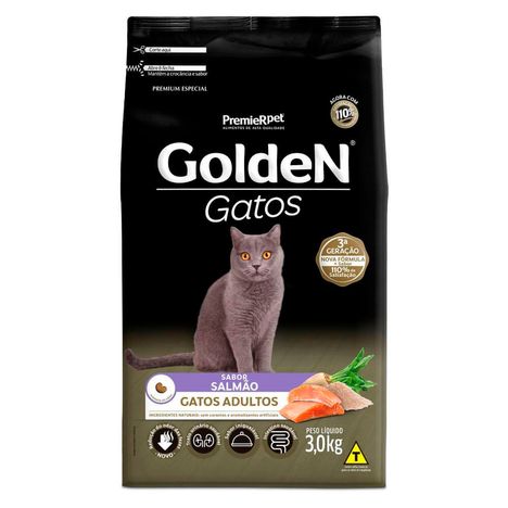 Ração Golden Gatos Adultos Sabor Salmão 3 kg Ração Golden Gatos Adultos Sabor Salmão 3 kg