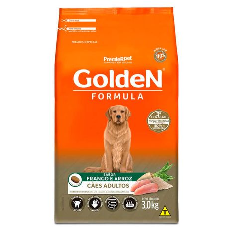Ração Golden Fórmula Para Cães Adultos Sabor Frango e Arroz 3 kg Ração Golden Fórmula Para Cães Adultos Sabor Frango e Arroz 3 kg