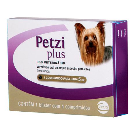Vermífugo Petzi Plus 400mg Cães 5kg 4 comprimidos Vermífugo Petzi Plus 400mg Cães 5kg 4 comprimidos