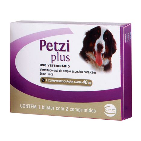 Vermífugo Petzi Plus 3,2g  Cães 40kg 2 comprimidos Vermífugo Petzi Plus 3,2g  Cães 40kg 2 comprimidos