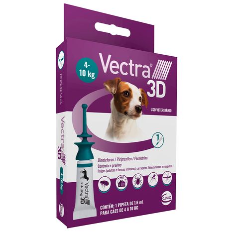 Vectra 3D Cães 4 a 10kg Antipulgas e Carrapatos Ceva